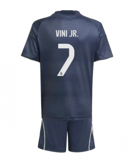 Billige Fotballdrakt Real Madrid Vinicius Junior #7 Replika Bortedraktsett Barn 2025-26 Kortermet (med bukser)